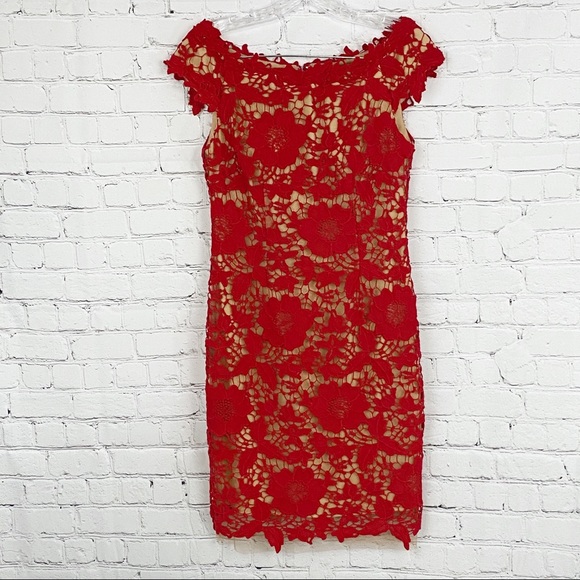 Betsy & Adam Dresses & Skirts - Betsy & Adam Red Lace Formal Dress, SIZE 2